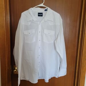 Wrangler Men’s White Long Sleeve Button Up Shirt - Pearl Snap Size XXL 2XL